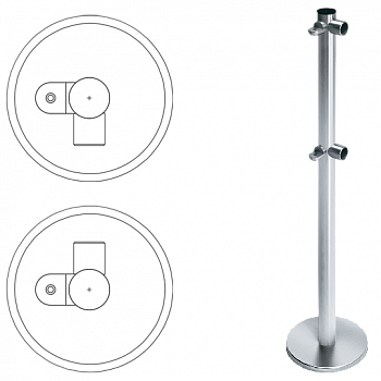 OXGARD ВЗР 2442.09.11 Стойка ограждения передвижная L-образная с 2-мя полупетлями слева 