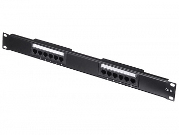 Netko Патч-панель UTP, 19", 12 портов RJ45, cat.5е, 1U, 110 Type, черная "L"