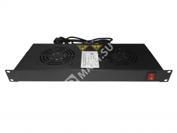 Netko Полка вентиляторная 19" 1U/2 вентилятора, с кабелем, черная, 