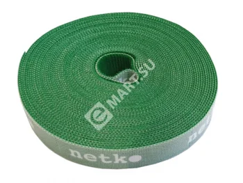 Netko Лента-липучка многоразовая 20мм*10м, с насечками для отрыва (каждые 2 см), зеленая Optima