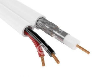 Кабель комбинированный КВК-П-2Э  2x0.75 мм2  75 Ом, плоский, outdoor, с тросом, 200 м 04-008