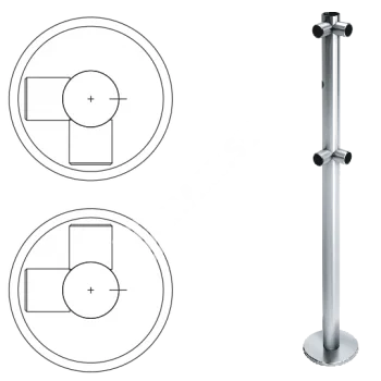 OXGARD с отв. под фиксатор L-образн. (2 муфты, 2 муфты слева) ВЗР 1996.09.52 Стойка ограждения 